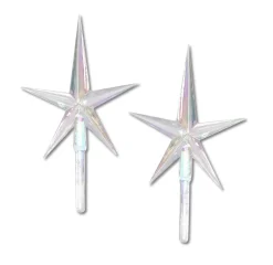 Clearance The Jolly Christmas Shop 2 Pack Small Clear Iridescent Ceramic Tree Plastic Replacement Star P0678