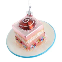 New The Jolly Christmas Shop 3.25" Pink Miniature Cake Glass Christmas Ornament C6374