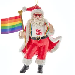 New The Jolly Christmas Shop 5" Rainbow Pride Santa Christmas Ornament E0755