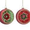 The Jolly Christmas Shop 4" Red And Green Reflector Glass Ball Christmas Ornaments 9741891