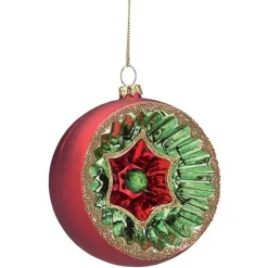 The Jolly Christmas Shop 4" Red And Green Reflector Glass Ball Christmas Ornaments 9741891