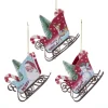Clearance The Jolly Christmas Shop 4.75" Retro Mini Sleigh With Tree Vintage Christmas Ornament T2807