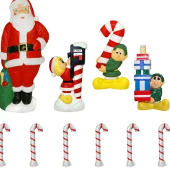Best The Jolly Christmas Shop 60" Santa And Elf 10 Piece Lighted Christmas Blow Mold Set
