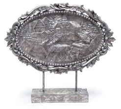 The Jolly Christmas Shop 20.75" Silver Santa In Sleigh Scene Christmas Decoration 9742071