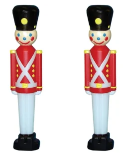 New The Jolly Christmas Shop 31" Toy Soldier With Black Hat Plastic Blow Mold Outdoor Set Of 2 Christmas Decoration 76440