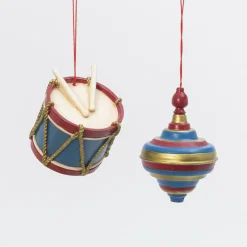 Outlet The Jolly Christmas Shop 3.75" Toy Top Or Toy Drum Christmas Ornament 2617860