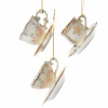 Hot The Jolly Christmas Shop 3" White And Gold Teacup Porcelain Christmas Ornament J7487