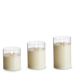 Best The Jolly Christmas Shop 3.5" X 4", 5", Or 6" Ivory Pillar Battery Operated Flickering Candle In Clear Glass