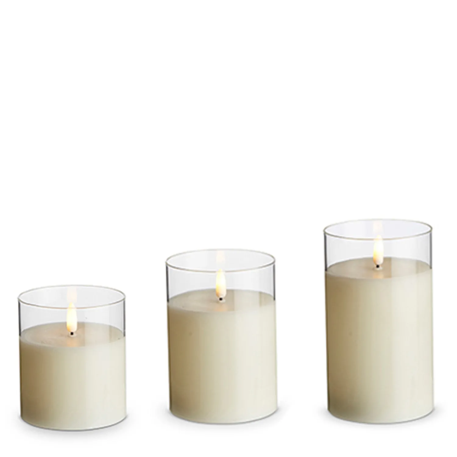 Best The Jolly Christmas Shop 3.5" X 4", 5", Or 6" Ivory Pillar Battery Operated Flickering Candle In Clear Glass
