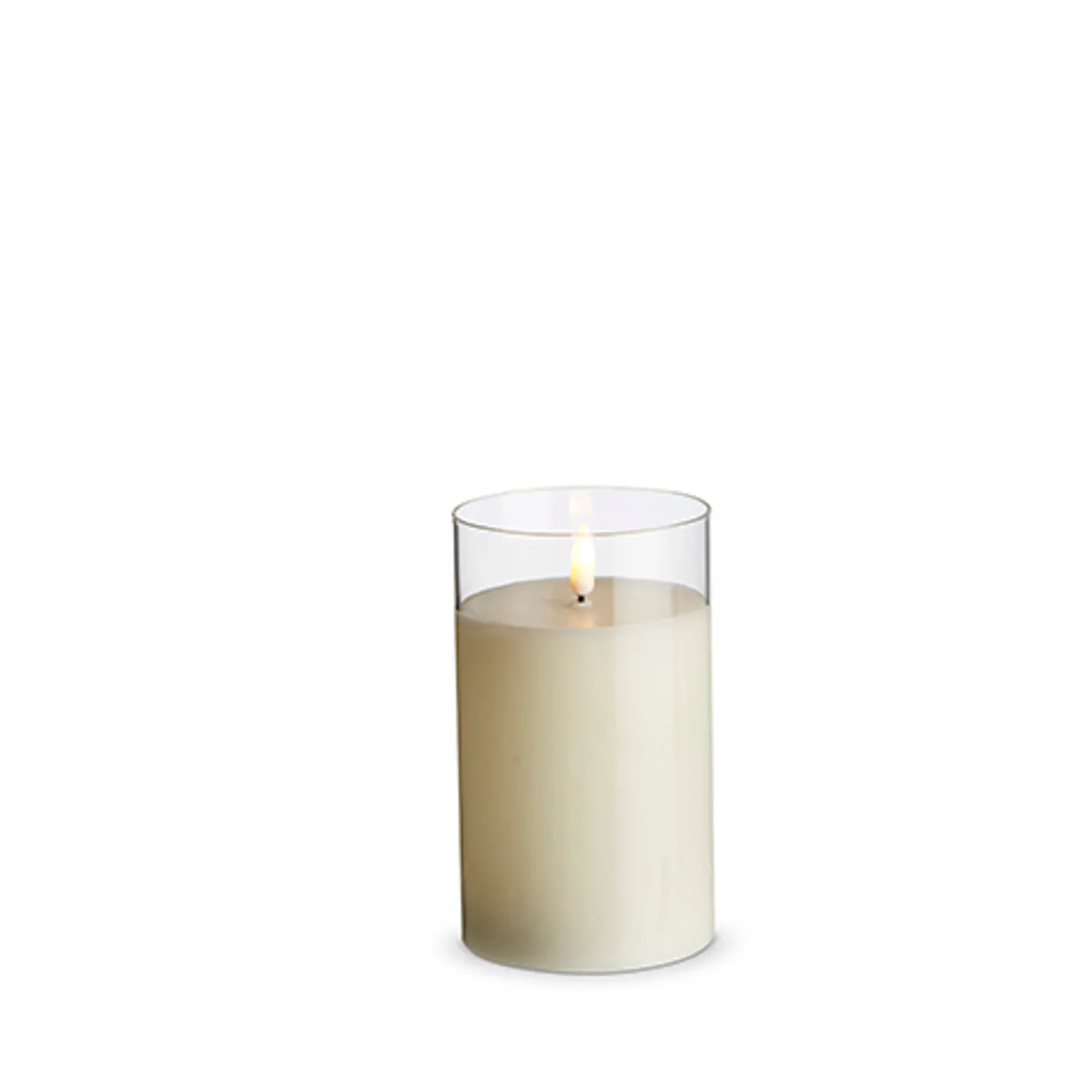 Best The Jolly Christmas Shop 3.5" X 4", 5", Or 6" Ivory Pillar Battery Operated Flickering Candle In Clear Glass