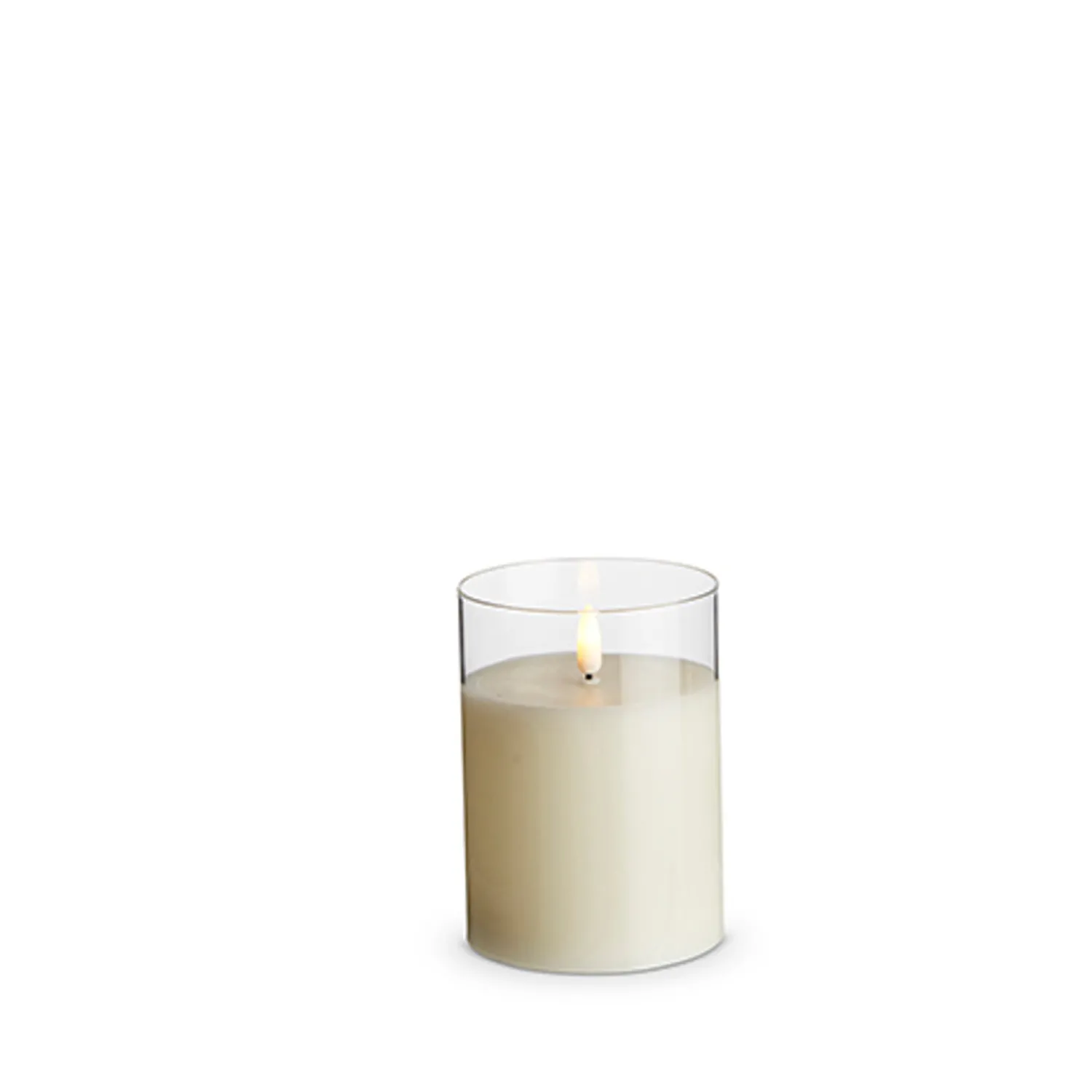 Best The Jolly Christmas Shop 3.5" X 4", 5", Or 6" Ivory Pillar Battery Operated Flickering Candle In Clear Glass