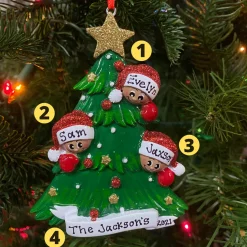 New The Jolly Christmas Shop African American Christmas Tree Family Of 3 Personalized Christmas Ornament AA827-3
