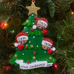 New The Jolly Christmas Shop African American Christmas Tree Family Of 3 Personalized Christmas Ornament AA827-3