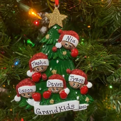 The Jolly Christmas Shop African American Christmas Tree Family Of 5 Personalized Christmas Ornament AA827-5