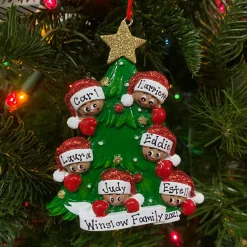 Online The Jolly Christmas Shop African American Christmas Tree Family Of 6 Personalized Christmas Ornament AA827-6