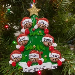 New The Jolly Christmas Shop African American Christmas Tree Family Of 7 Personalized Christmas Ornament AA827-7