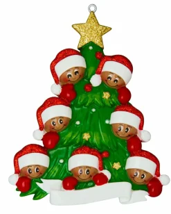 New The Jolly Christmas Shop African American Christmas Tree Family Of 7 Personalized Christmas Ornament AA827-7