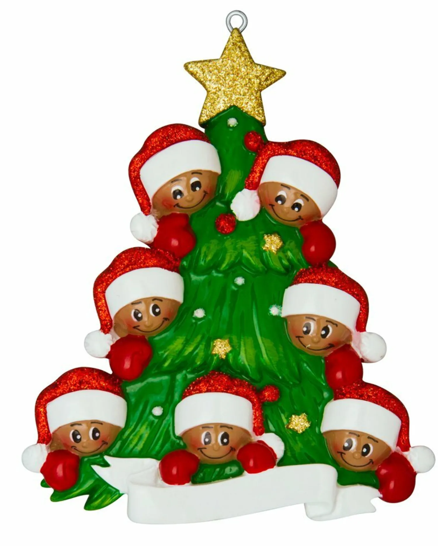 New The Jolly Christmas Shop African American Christmas Tree Family Of 7 Personalized Christmas Ornament AA827-7