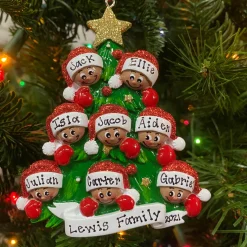 Best The Jolly Christmas Shop African American Christmas Tree Family Of 8 Personalized Christmas Ornament AA827-8