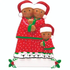 Sale The Jolly Christmas Shop African American Pajama Family Of 3 Personalized Christmas Ornament