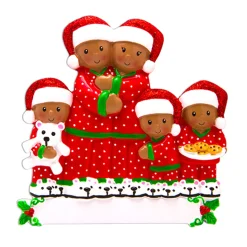 Sale The Jolly Christmas Shop African American Pajama Family Of 5 Personalized Christmas Ornament