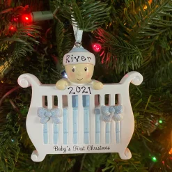 Sale The Jolly Christmas Shop Baby Boy In Crib Personalized Christmas Ornament OR1732-B
