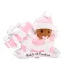 Outlet The Jolly Christmas Shop Baby Girl In Pink Present Personalized Christmas Ornament AA1330-P