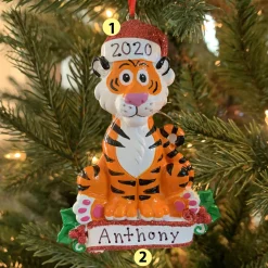 Sale The Jolly Christmas Shop Baby Tiger Personalized Christmas Ornament OR1850T