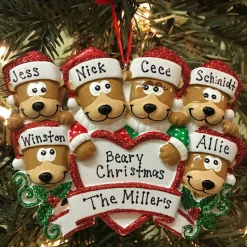 The Jolly Christmas Shop Bear Family Of 6 With Heart Personalized Christmas Ornament