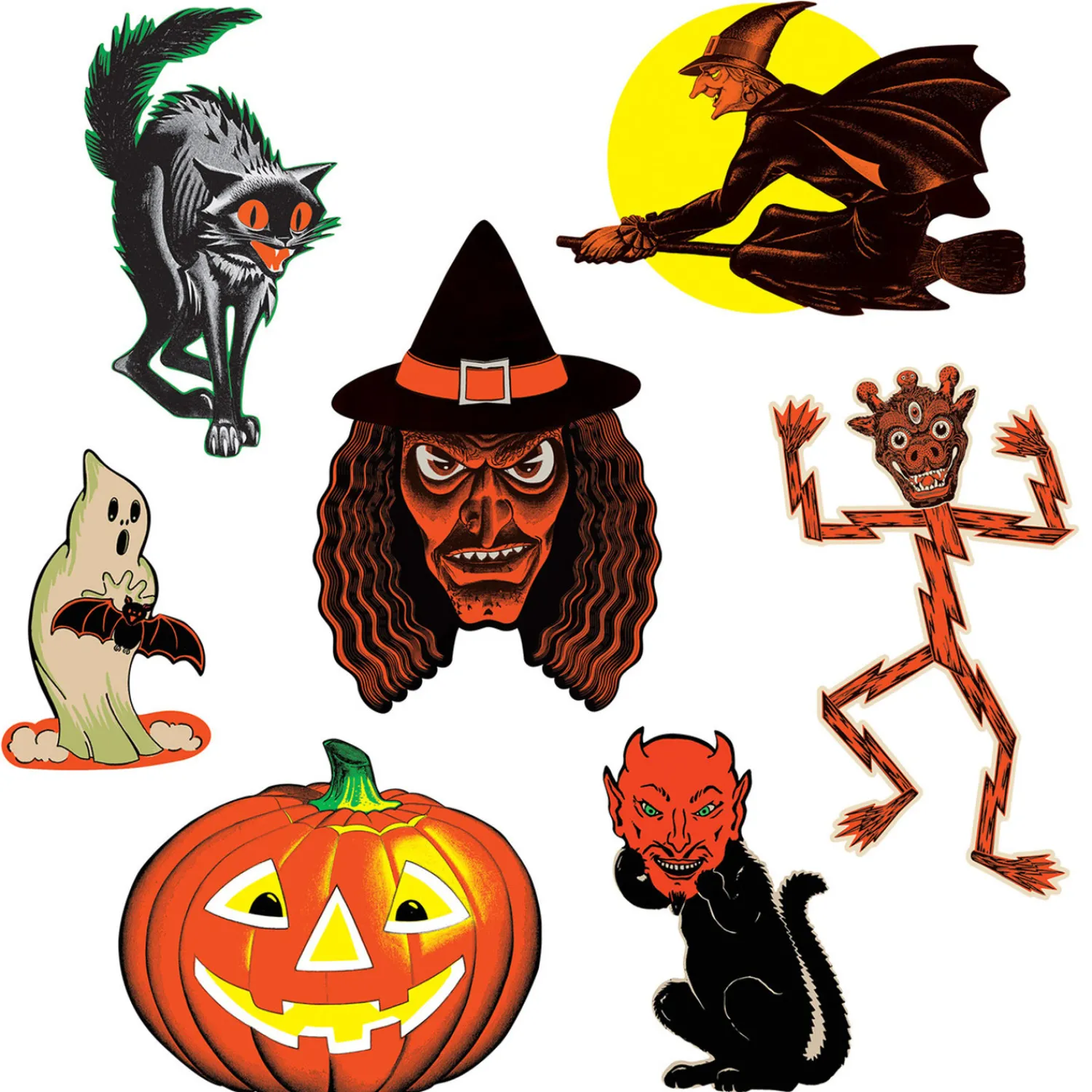 Clearance The Jolly Christmas Shop Beistle 9.5"-16" Vintage Halloween Classic Cutouts Set Of 7 00429