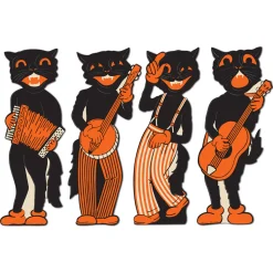 The Jolly Christmas Shop Beistle Vintage 17" Halloween Scat Cat Band Cutouts Decoration 01180