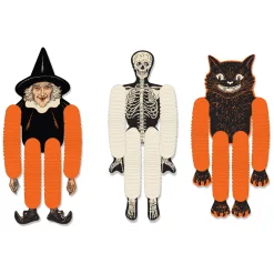 Clearance The Jolly Christmas Shop Beistle Vintage Set Of 3 14" Halloween Tissue Dancers Decoration 00430