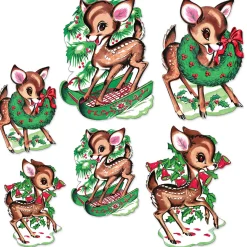 Clearance The Jolly Christmas Shop Beistle Vintage Set Of 6 Reindeer Cut Out Paper Christmas Decorations 20054