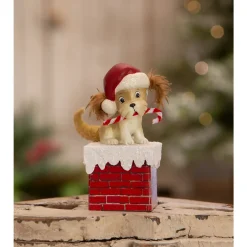 Discount The Jolly Christmas Shop Bethany Lowe 5.75" Christmas Puppy On Box Vintage Christmas Decoration TL3368