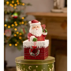The Jolly Christmas Shop Bethany Lowe 7.75" Ho Ho Santa In Chimney Container Vintage Christmas Decor TL3363