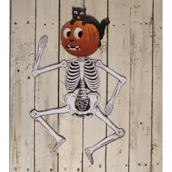New The Jolly Christmas Shop Bethany Lowe 30" Jack & Cat Hanging Posable Skeleton Vintage Halloween Decoration TF3255