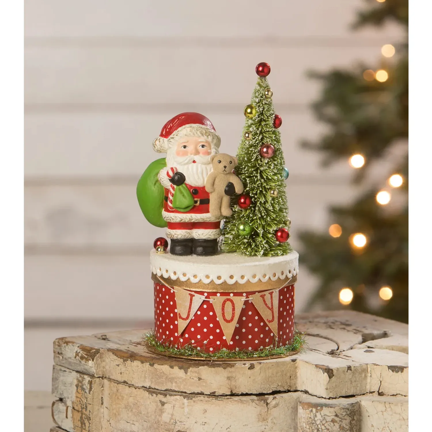 Outlet The Jolly Christmas Shop Bethany Lowe 9" Joy Santa On Box Christmas Decoration TL2360