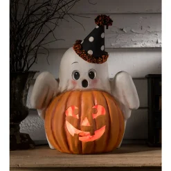 The Jolly Christmas Shop Bethany Lowe 18" Large Boo Ghost Jack-O-Lantern Vintage Inspired Halloween Figure TJ3304