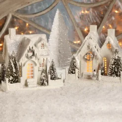 Online The Jolly Christmas Shop Bethany Lowe 9" Large Vintage Ivory Cottage Christmas House LG1775