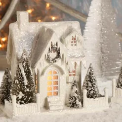 Online The Jolly Christmas Shop Bethany Lowe 9" Large Vintage Ivory Cottage Christmas House LG1775