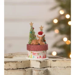 Discount The Jolly Christmas Shop Bethany Lowe 5" Merry Brights Deer On Box Christmas Decoration TL2375