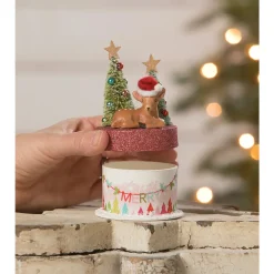 Discount The Jolly Christmas Shop Bethany Lowe 5" Merry Brights Deer On Box Christmas Decoration TL2375
