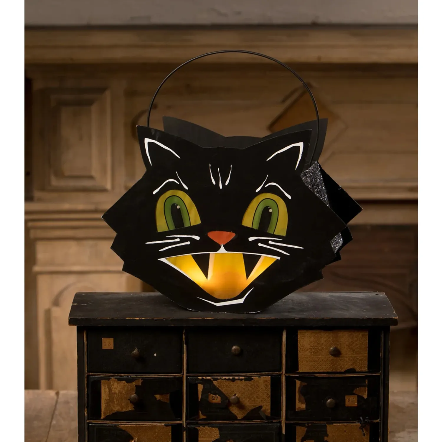 Sale The Jolly Christmas Shop Bethany Lowe 12.5" Mr. Cool Cat Lantern Halloween Decoration TF3249