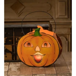 Sale The Jolly Christmas Shop Bethany Lowe 15" Mr. Pumpkin Lantern Vintage Halloween Decoration TF3250