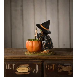 Online The Jolly Christmas Shop Bethany Lowe 5.75" Pumpkin Brewing Piper Halloween Witch Figure TD3136