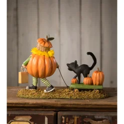 Clearance The Jolly Christmas Shop Bethany Lowe 7.5" Pumpkin Paige With Wagon Halloween Figure TD3152