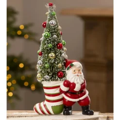 Sale The Jolly Christmas Shop Bethany Lowe 11.75" Retro Santa Pulling Stocking Vintage Christmas Figure TL3367