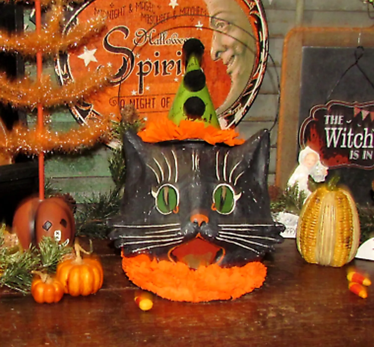 Online The Jolly Christmas Shop Bethany Lowe 10" Sassy Cat Candy Container Halloween Decoration TJ8284