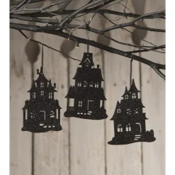 Online The Jolly Christmas Shop Bethany Lowe 5.75" Set Of 3 Haunted House Silhouette Halloween Ornament RL0840