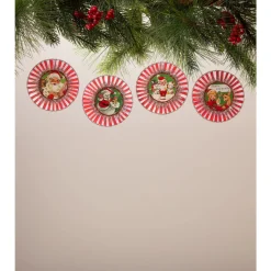 Sale The Jolly Christmas Shop Bethany Lowe 3.5" Set Of 4 Kitschmas Rosette Vintage Christmas Ornaments TL3366
